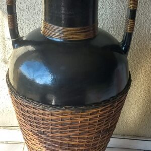 Large Clay Pot With Rattan Finish