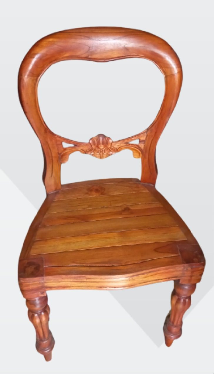 Bustle Back Teak Chairs